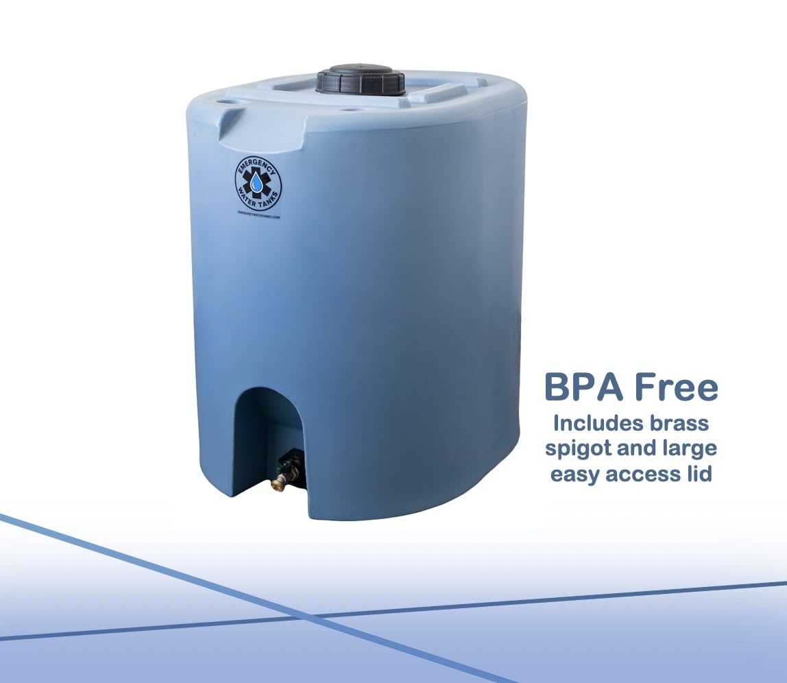 55 Gallon Stackable Emergency Water Storage Tank – Food Grade BPA-Free Water Container for Long-Term Home Preparedness
