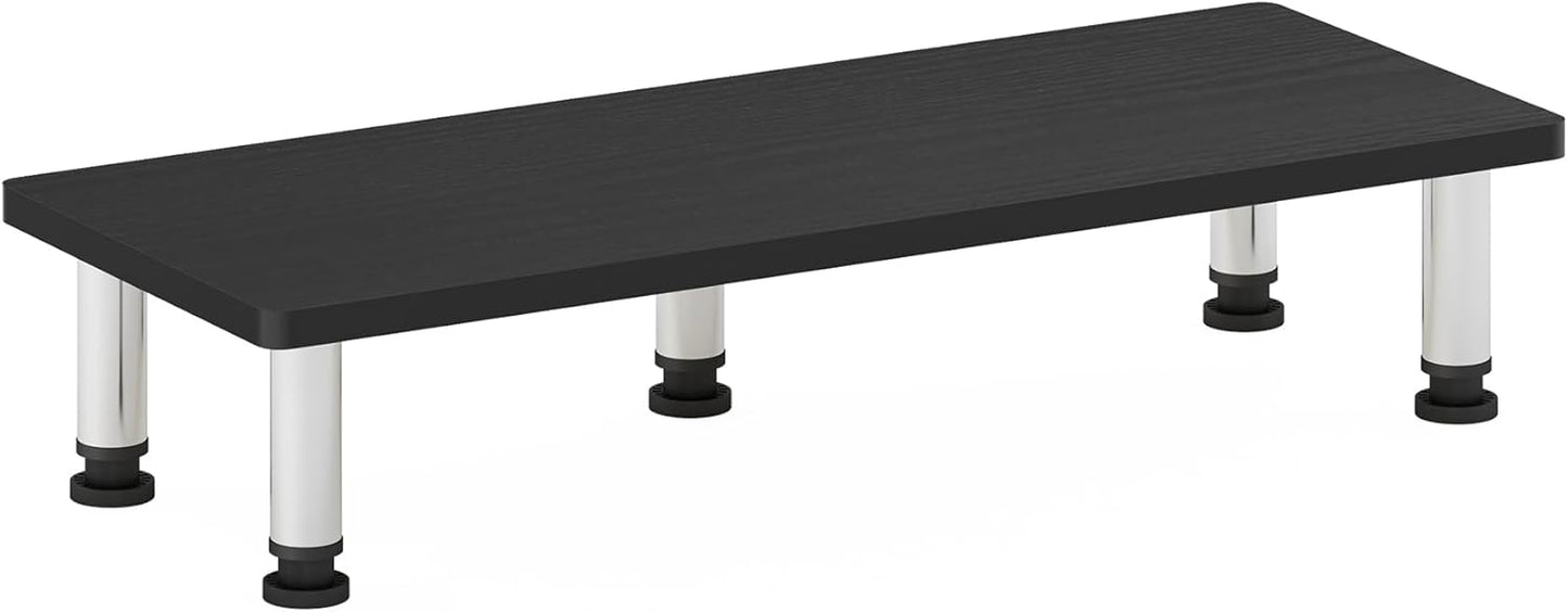 Furinno Monitor Riser Stand - Americano Finish with Stainless Steel Tubes