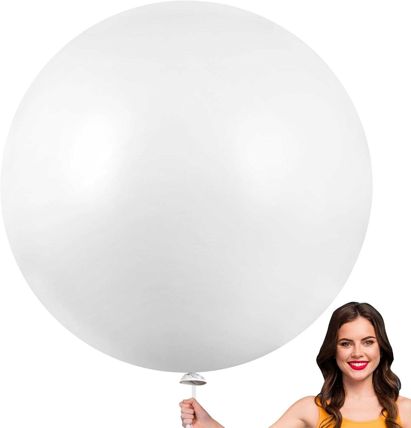 RUBFAC 36-Inch White Giant Balloons - Jumbo Latex Balloons for Weddings, Birthdays & Parties