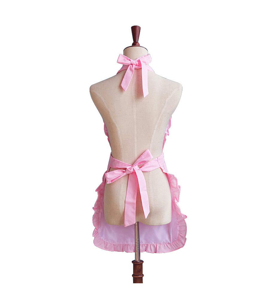Love Potato Cute Girls Bowknot Lady's Kitchen Restaurant Women's Cake Apron Fashion Funny Aprons for Christmas Gift (Pink)