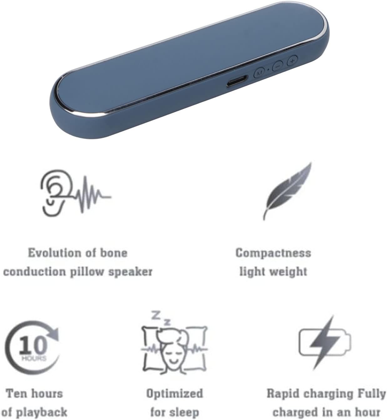 Eujgoov Portable Bluetooth Bone Conduction Under Pillow Speaker Built in White Noise Machine Wireless Audio Device