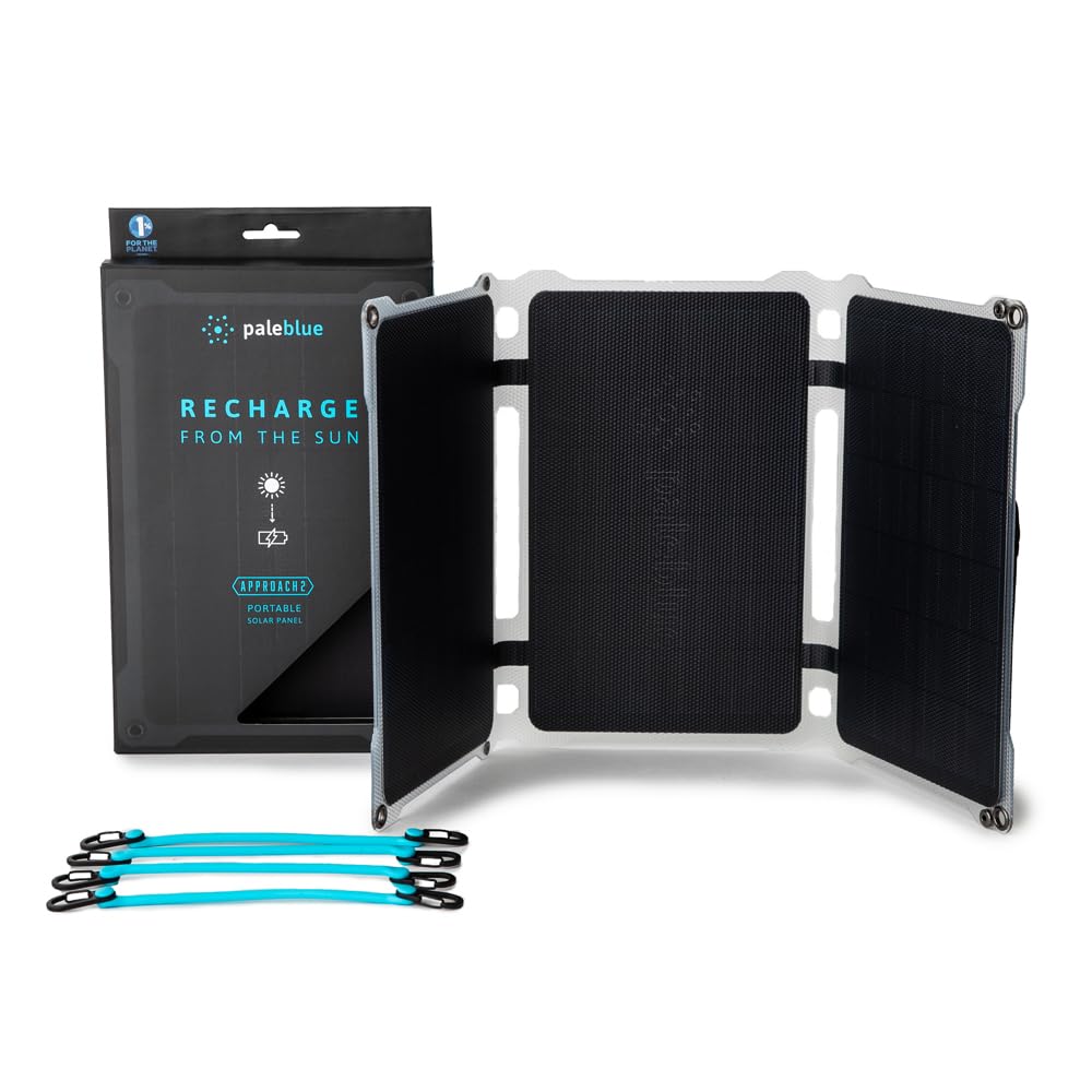 Paleblue Approach 2 Portable Solar Panel Charger – 21 Watts – Triple Panel Foldable Solar Charger with Dual USB Ports, Grip Cords & Stash Sleeve - Camping, Hiking, Backpacking & Off-Grid Outdoor Power