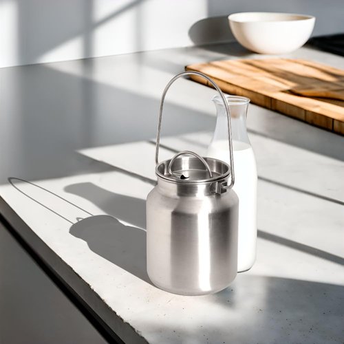 Lindy's Stainless Steel Seamless 1-Gallon Milk Jug, Milk Can, Milk Pail, Anti-Leak Liquid Storage Container with Tight Lid and Long Swivel Handle