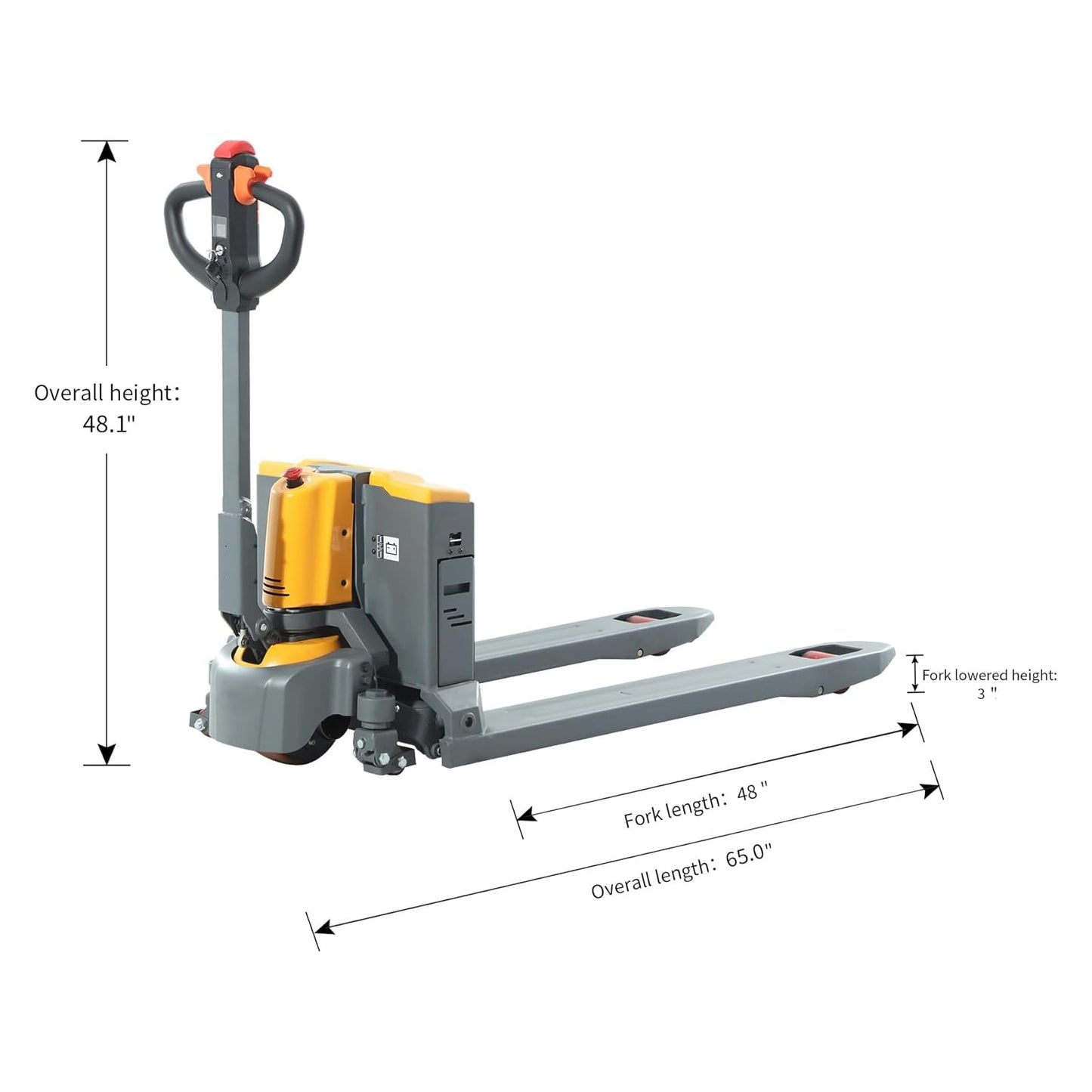 Apollo Full Electric Pallet Truck Lithium Power Pallet Jack Truck 4400lbs Capacity 48" L x 27" W Forks for Material Handling, Strong Torque for Climbing, Suitable for Warehouse, Supermarket, A-1038