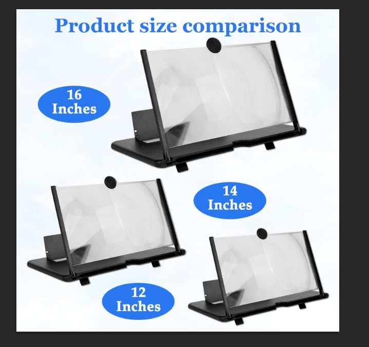 16" 3D 16inch) Screen Amplifier for Cell Phone, HD Amplifier Projector Horizontal Screen Enlarger for Movies, Videos