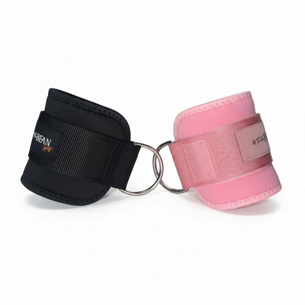 TONKA BEAN Ankle Straps For Exercise Cable Machine, Workout Cuff Attachment for Gym & Home, Kickbacks, Glute Workouts, Lower Body Exercises, Leg Extensions, Hip Abductors - Adjustable Neoprene Fitness Padded Ankle Strap (Pink, Pair)