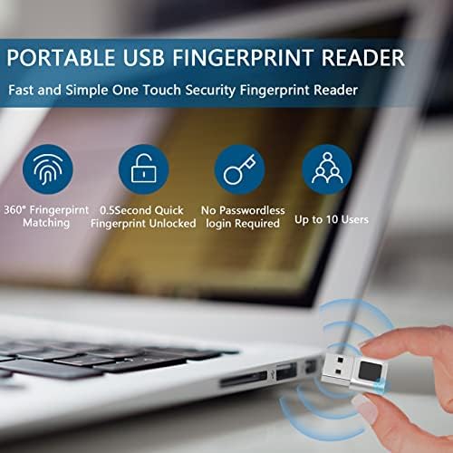 VBESTLIFE 10 11 32/64 360 USB Fingerprint Reader, Portable Security Key Biometric Fingerprint Scanner for Bits, Degrees