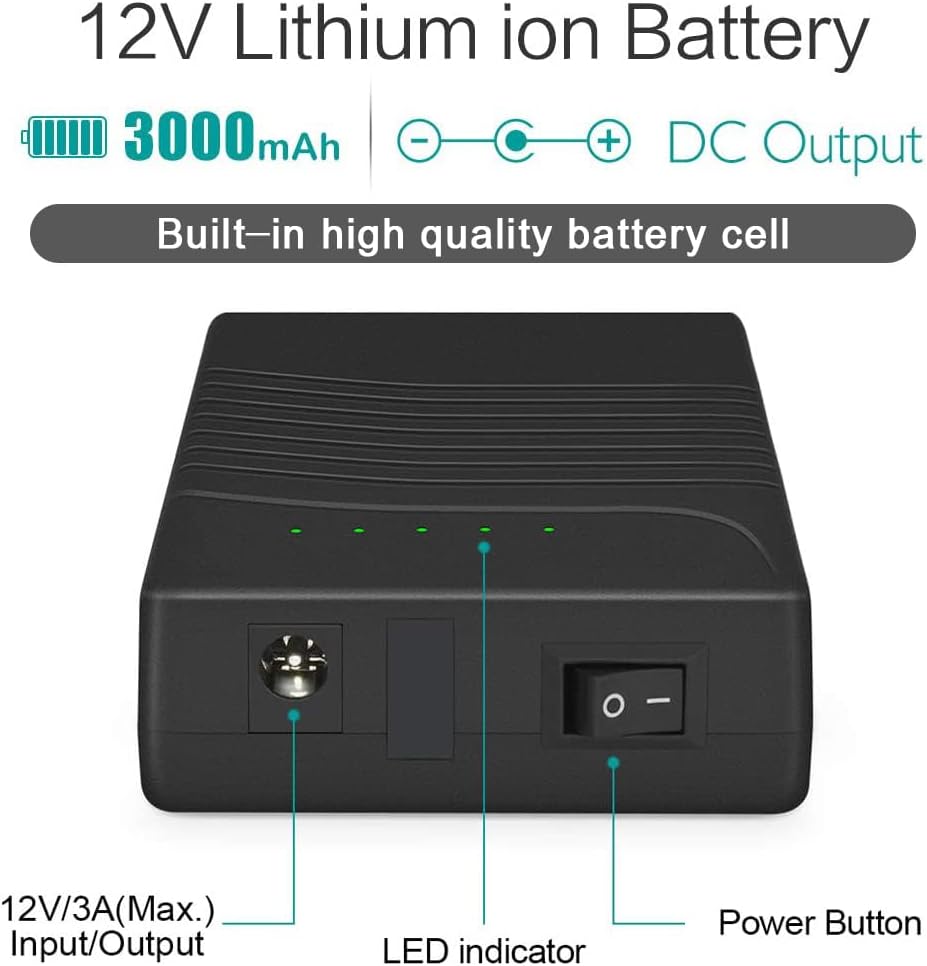 12V 12V 3000mAh Pack TalentCell Power Bank, Rechargeable DC Output Lithium ion Battery with Charger for LED