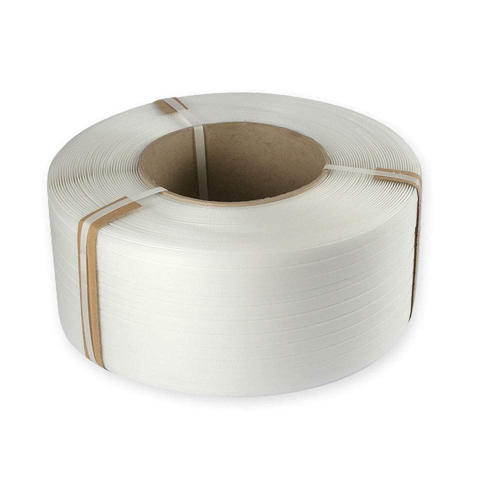 1/2" Strapping 9900 Ft Machine Grade 8x8 Core Polypropylene Heavy Duty Grade Strapping, 1 Roll, White