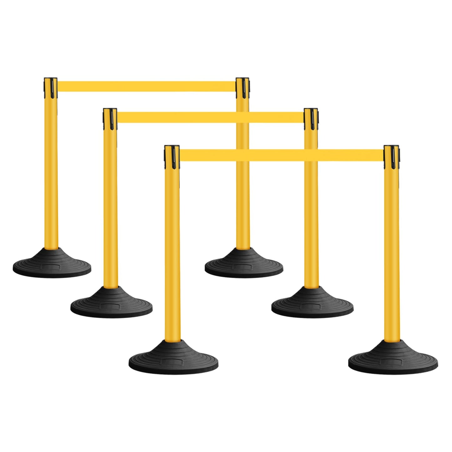 OranclUS 6 Pack Yellow Crowd Control Stanchions with 10FT Belts and Rubber Base, Queue Barrier Posts for Events, Stores, and Public Safety