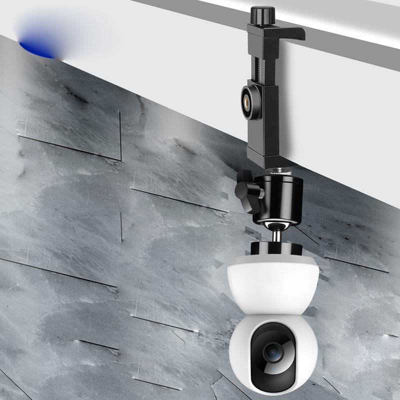 ThtRht 1/4'' Indoor Security Camera Ceiling Wood Beam Mount Stand with Clips Interior Door Frame Clasp Bracket Thread