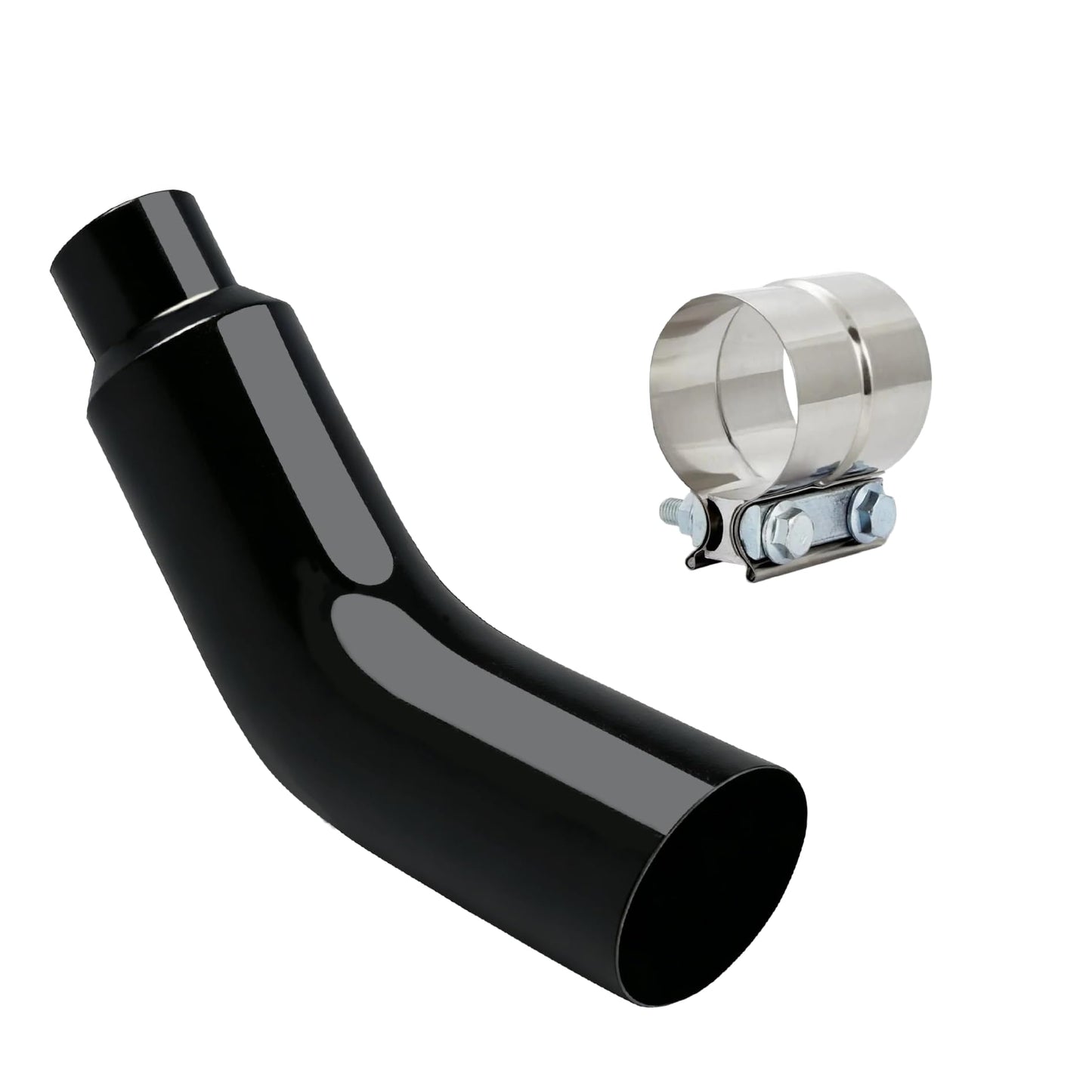 Universal 5 to 7 Inch Exhaust Elbow with Clamp, Chrome & Black Spraying Diesel Exhaust Tip for Trucks and Cars