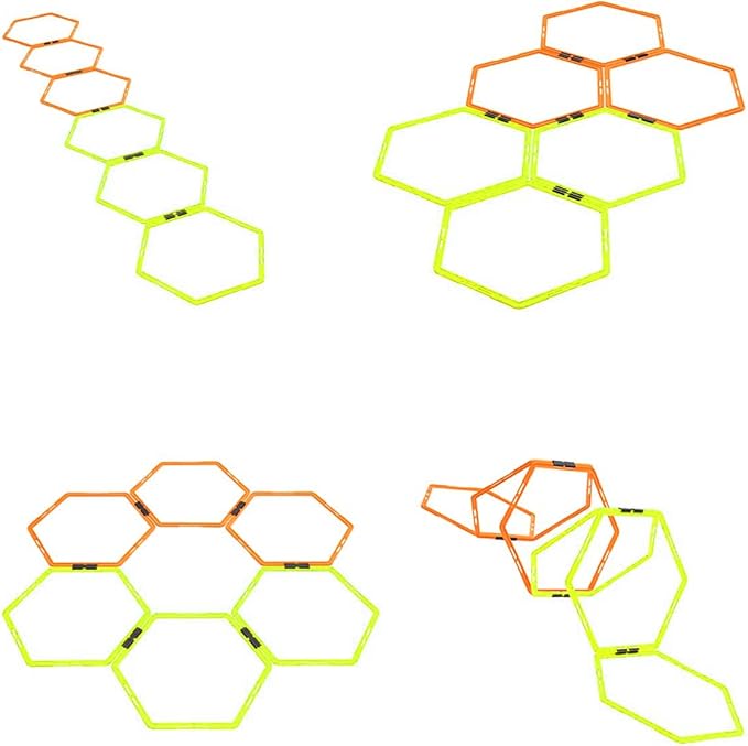Hex Agility Rings for Speed Training & Agility Footwork Training Speed Hurdles Ladder with Carrying Bag (12 Rings)
