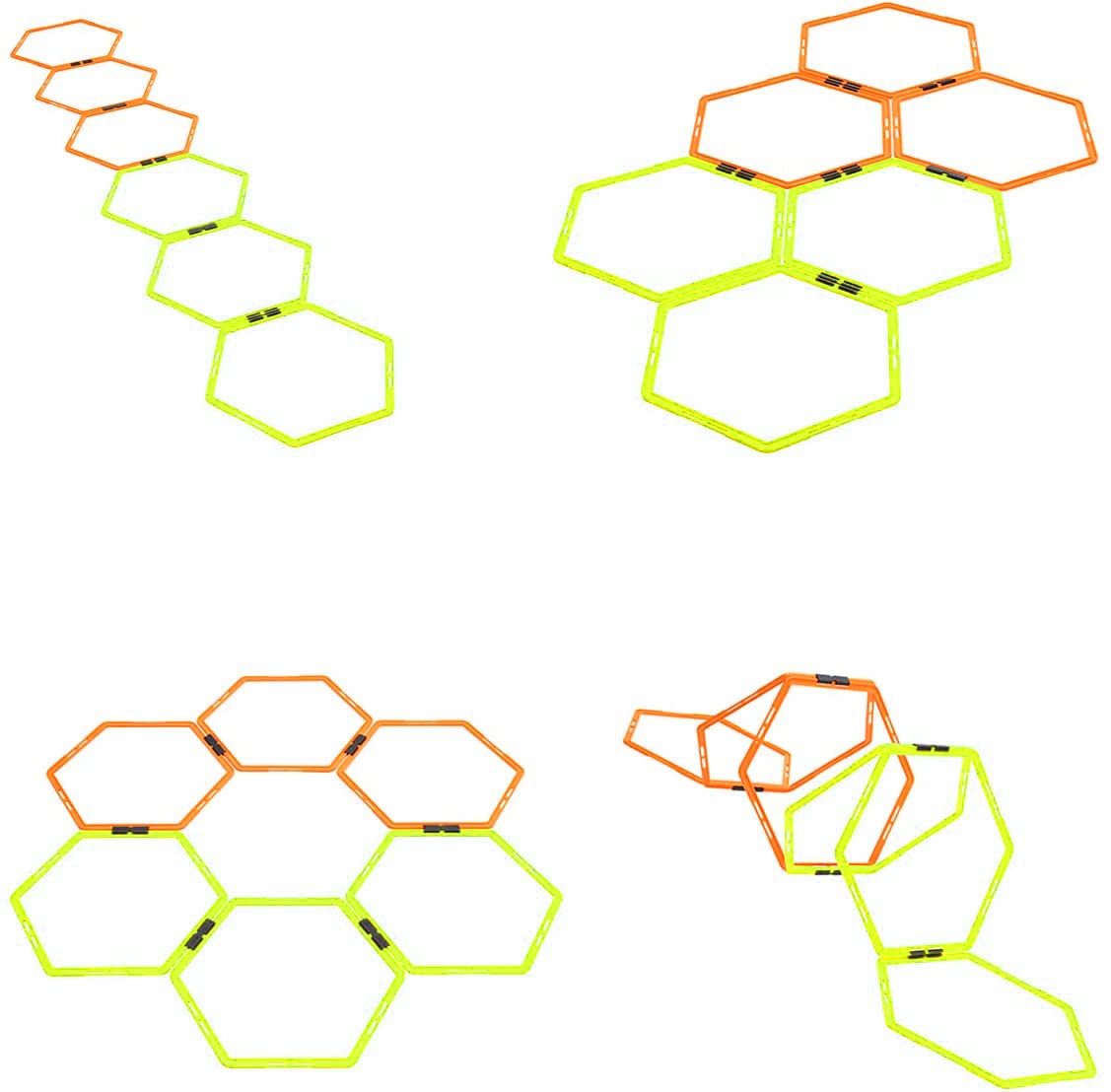 ZUKAM Hex Agility Rings for Speed Training & Agility Footwork Training Speed Hurdles Ladder with Carrying Bag (6 Rings)