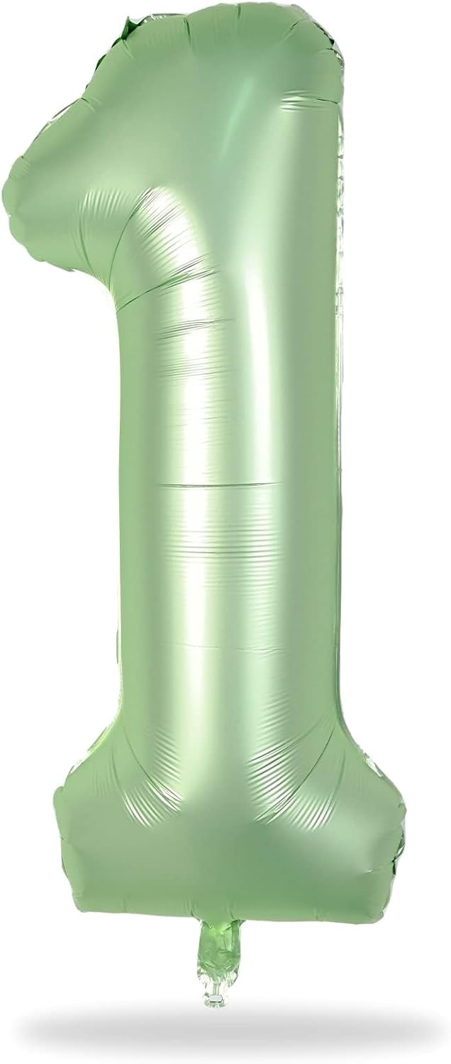 Sage Green Giant Helium Foil Balloons - 40 Inch Number 0-9 for Birthdays & Celebrations