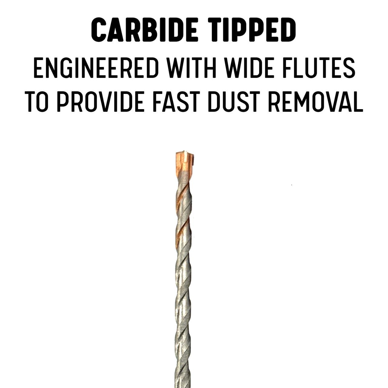Drill America 1/4" x 8" PRO Series SDS-Plus 4-Cut Tip Hammer Bit Drill Bit (Pack of 25)