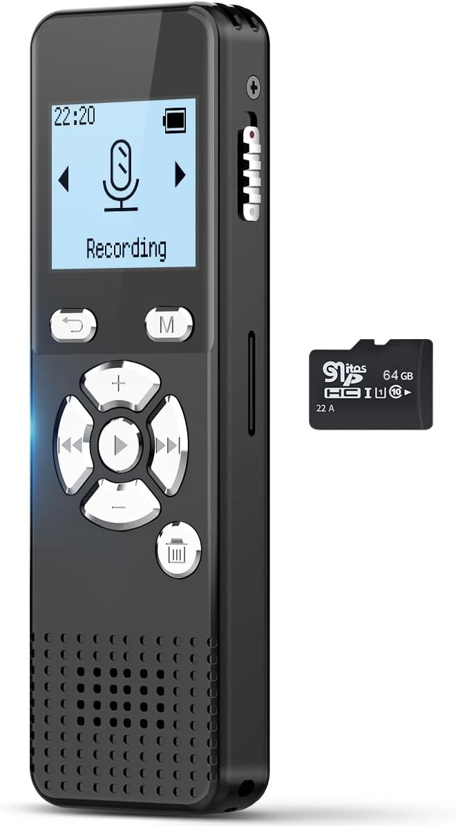 AKALULI 72GB 5300 Digital Voice Activated Recorder with Playback - Audio Recording Device with Hours Recording Time