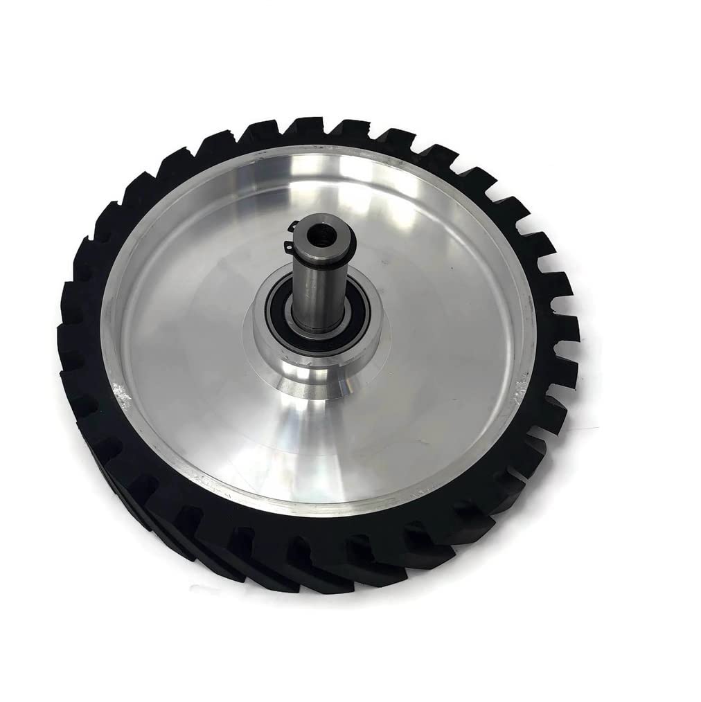 10 x 2" Belt Grinder Contact Wheel,Belt Sander Bearings Serrated Rubber Contact Wheels With 2 heavy Duty bearing 6205 RS