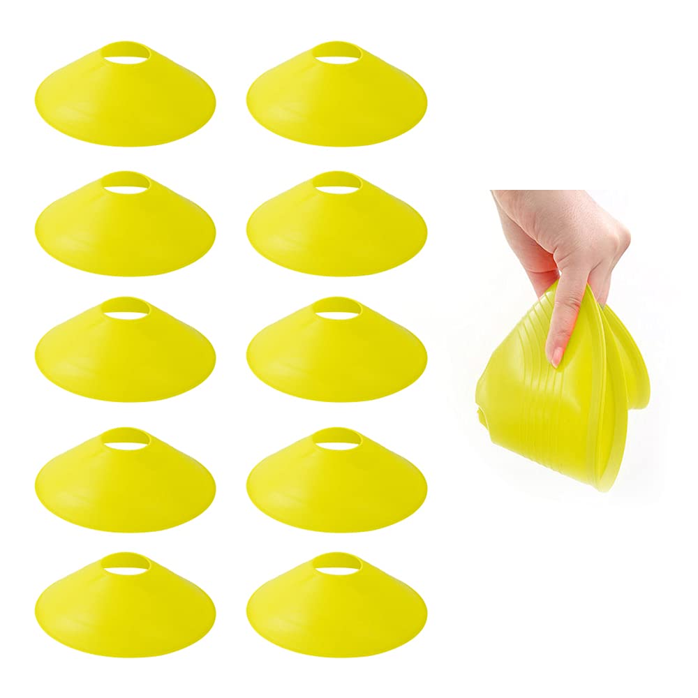 TNZMART Agility Ladder and Disc Cones Training Set Adjustable Rungs Training Ladder with 10 Plastic Sport Cones for Training (Yellow, 6 Hurdles)