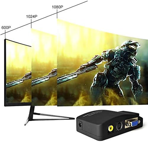 Maketheone M RCA to VGA Adapter, Composite AV S-Video RCA Input to VGA Female Output Converter, Transfer Video Graphic