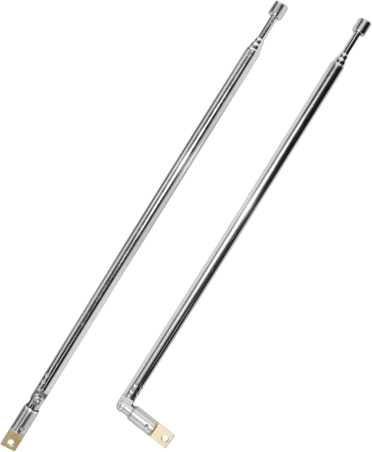 Aifeier ET 2Pcs 24 Inch 4 Telescopic Antenna, Long Section Stainless Steel Radio Antenna for Audio, TV Tuners, Radio