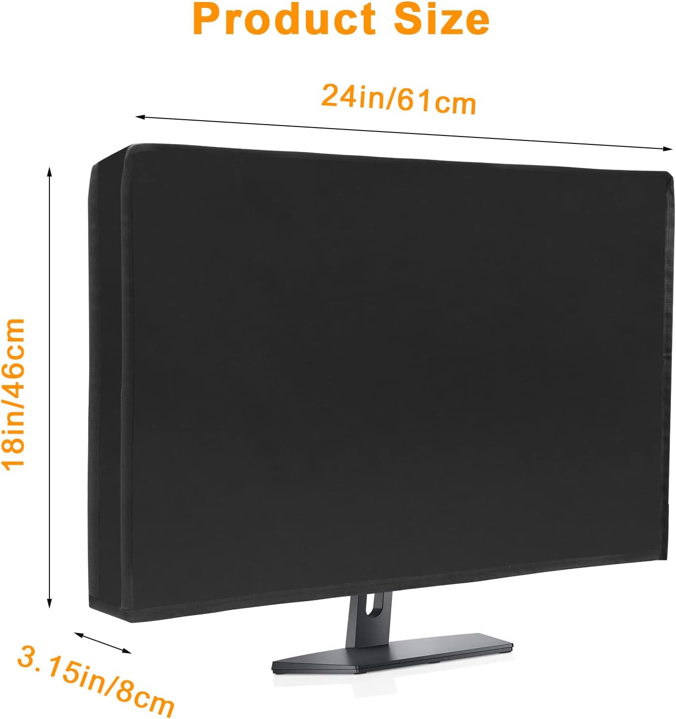 (24W 18H 3.2D) Waterproof Computer Monitor Dust Cover, Luxiv Black Full Body Cover for Computer Screen Anti-Static