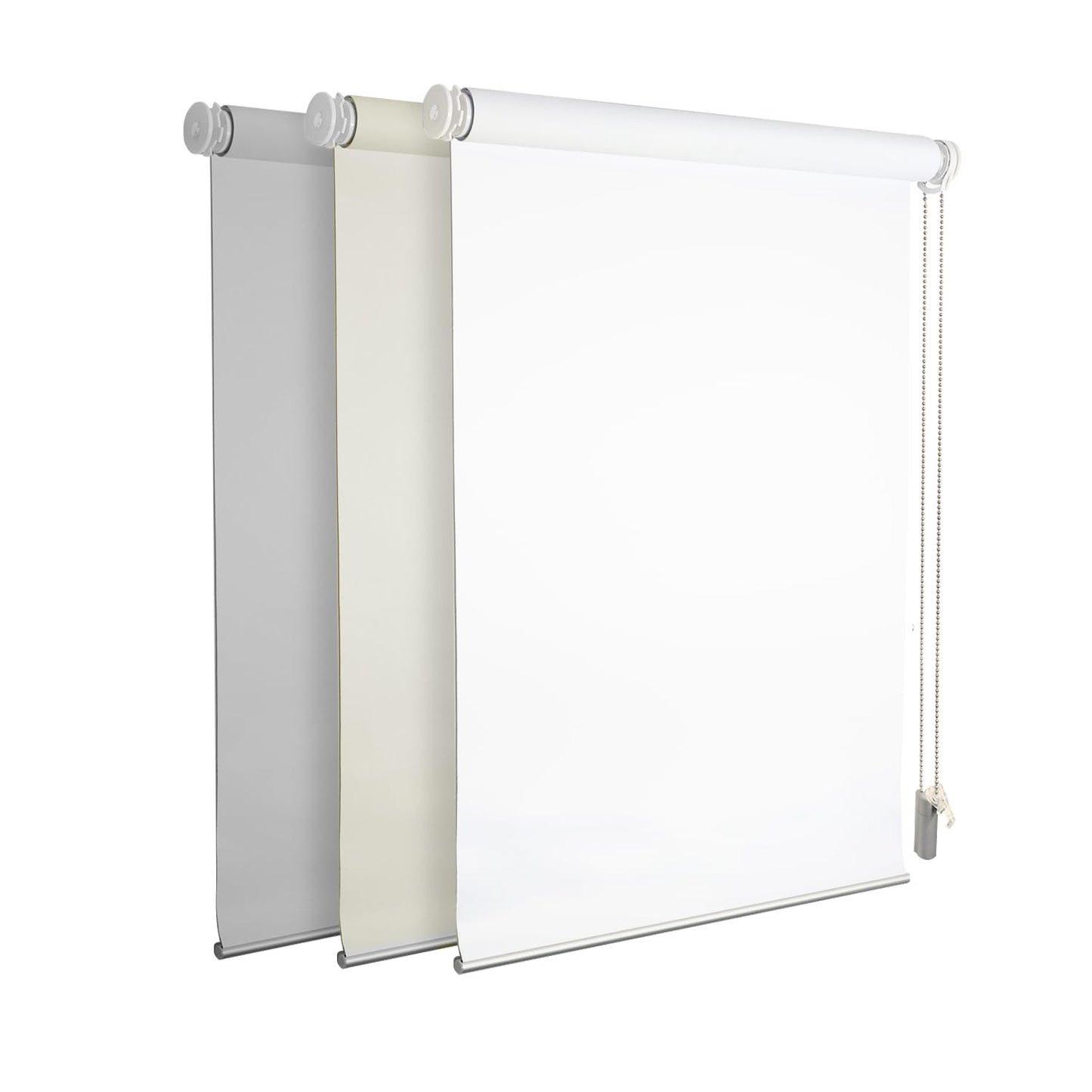 No Drill No Tools 100% Blackout Roller Shade | UV Protection | Easy-Care Fabric | Roller Blind for Windows & Doors | Pull Down Window Shade - White (60.5" W x 75" H)