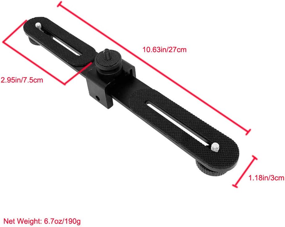 Walway 1/4 inches Straight Triple Head Bracket Tripod Mount for Screw DSLR Camera LED Light Flash Light Microphone