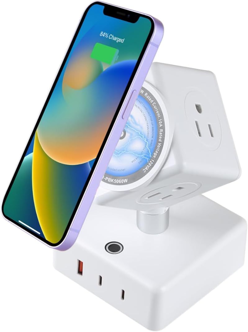 MRCSMAR 15W 180 45W Power Strips Tower Wireless Charging Station Rotatable Cube Design with Fast Charger USB Ports
