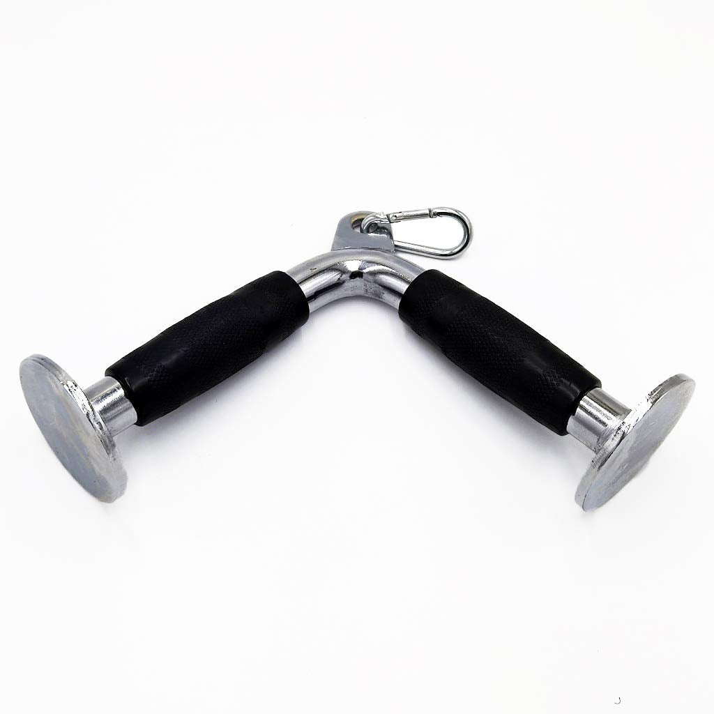 yuhqc V Shaped Press Down Bar, Strength Training Cable Machine Attachment with Rubber Handle, Chrome Finish Tricep Bar for Weight Workout, Universal Cable System Accessory