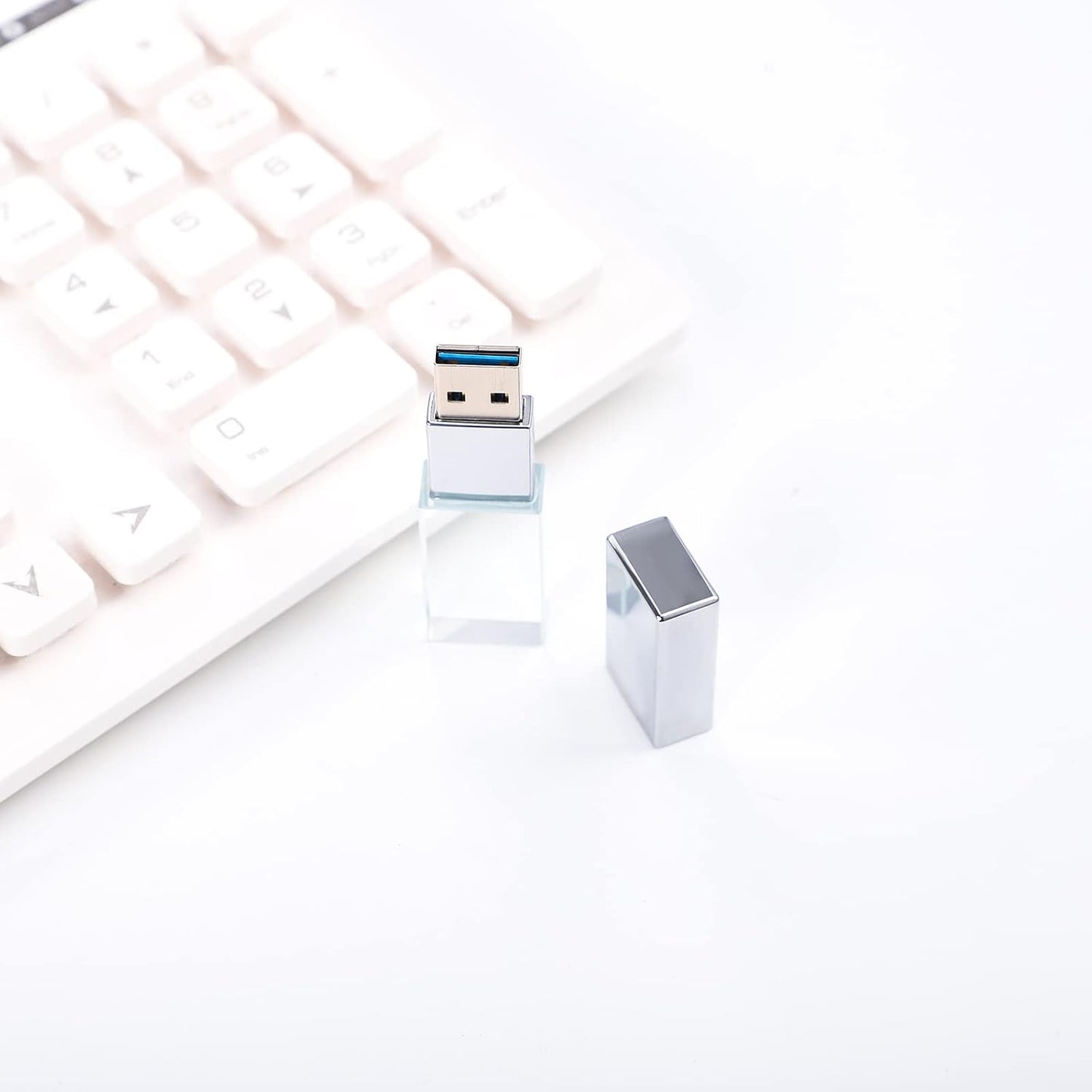 Laak 8GB 3.0 New Crystal Transparent Rectangle Genuine USB Flash Drive Wedding Gift Pendrive,Silver