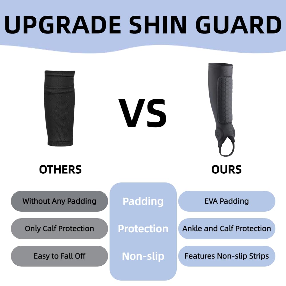 norespnea Soccer Shin Guards, Soccer Shin Guard Pads with Calf and Ankle Protection, SoccerProtective Equipment for Youth and Adult, SoccerAccessories for Boys and Girls– Black(M)