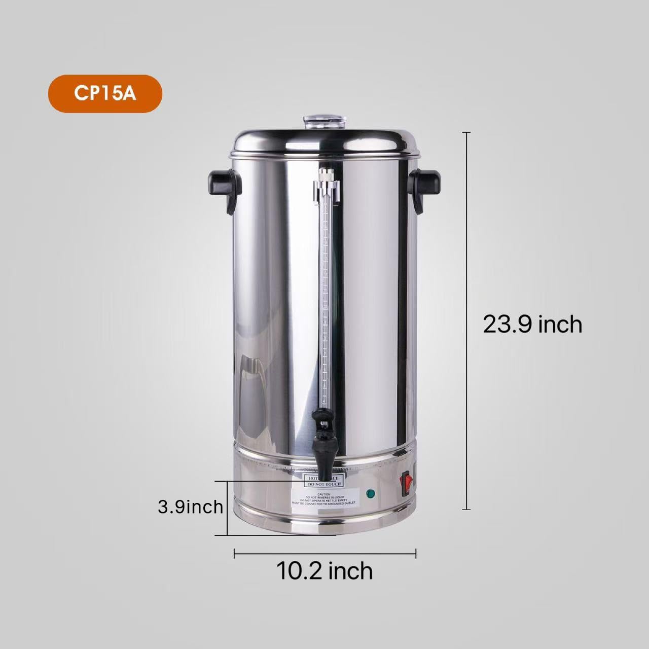 CLIVIA 100 Cup Coffee Urn, Commercial 15L Percolator Coffee Maker, Stainless Steel Large Hot Water Dispenser for Church,Party,Office