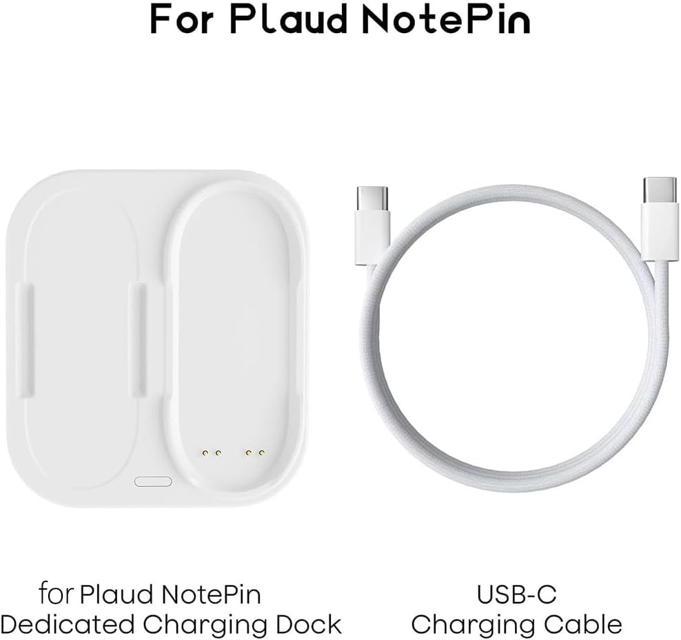 Tedubax 2-in-1 Magnetic Charging Dock for PLAUD NotePin Voice Recorder with USB-C Braided Cable, Fast Charging