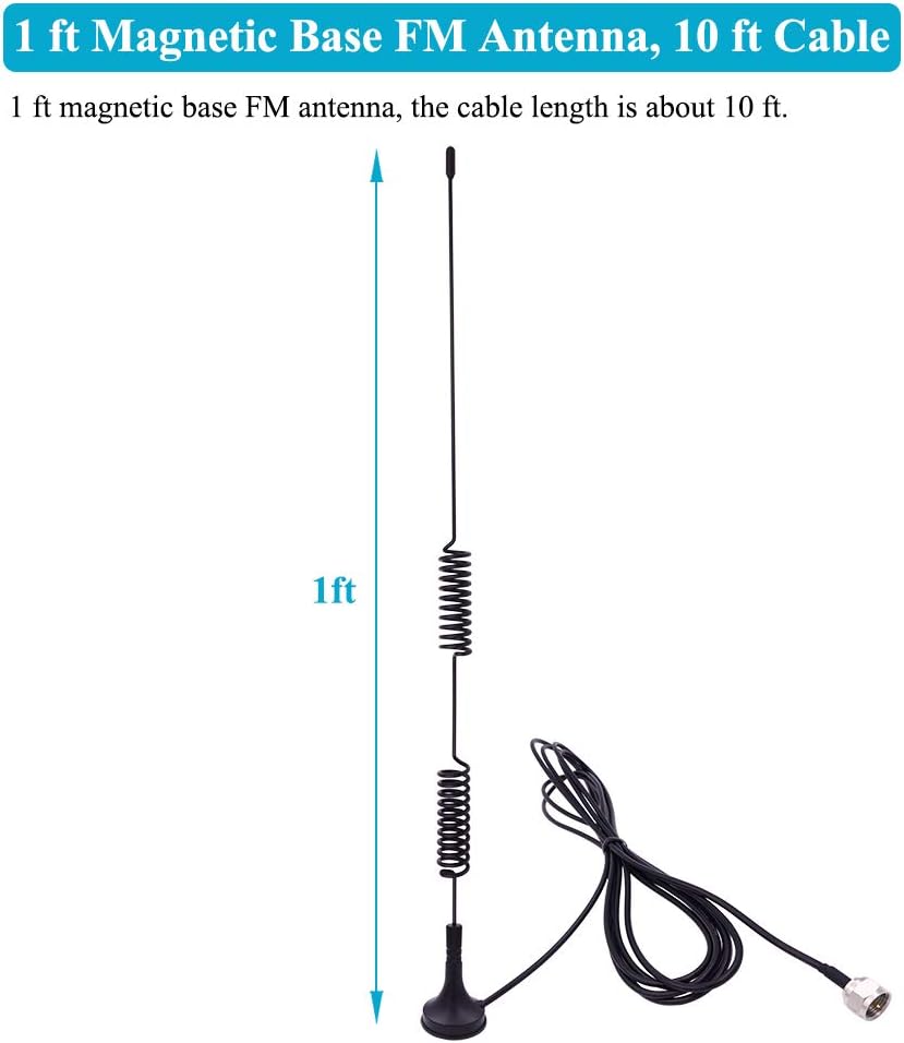 Fancasee 75 3.5mm 75 300 Universal FM Antenna Magnetic Base Ohm Screw F Male Plug with PAL BNC & to Ohm Adapter