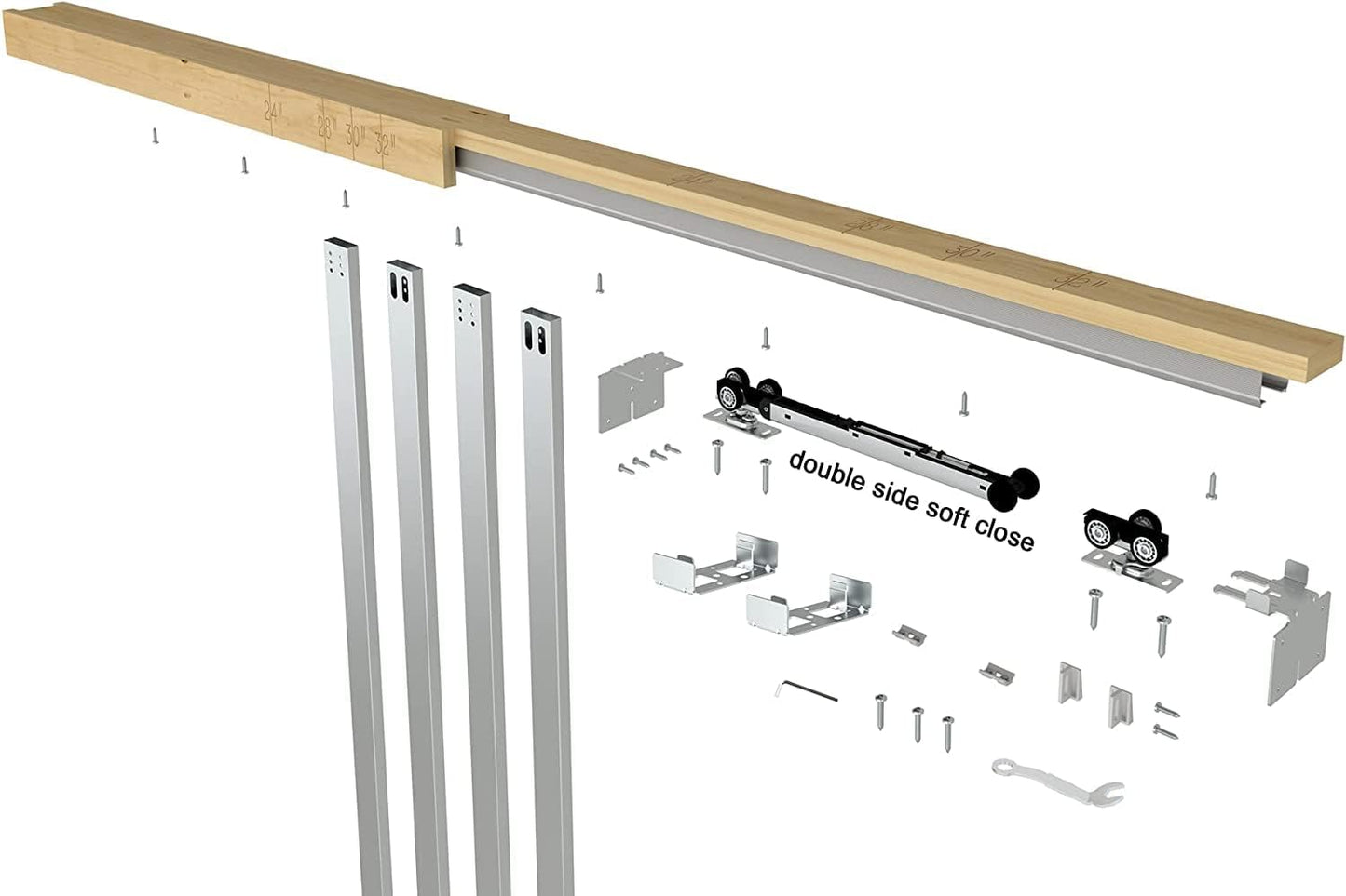 JUBEST 36"x 80" Pocket Door Frame Kit with 120LBS Soft Close Mechanism and Galvanized Steel Studs, Pocket Door Kit for 2x4 Stud Wall, Suitable for Doors Wide 24"-36", Easy to Install