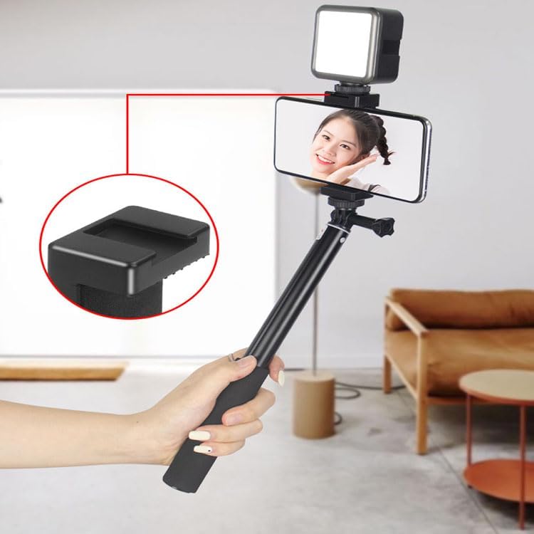 Reflex Camera 1/4 Phone Holder with Cold Shoe Mount Adjustable Smartphone Clamp with Tripod Thread, Compatible
