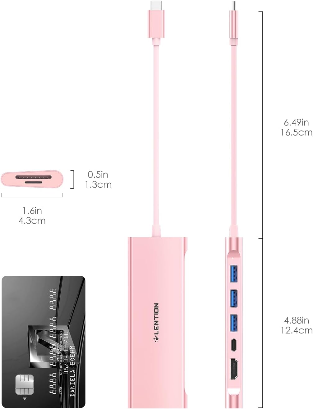 LENTION 7-in-1 4K 100W 3 3.0 2016-2025 (CB-C36B, USB C Multiport Hub with HDMI, PD, USB Ports, SD/MicroSD Card Reader