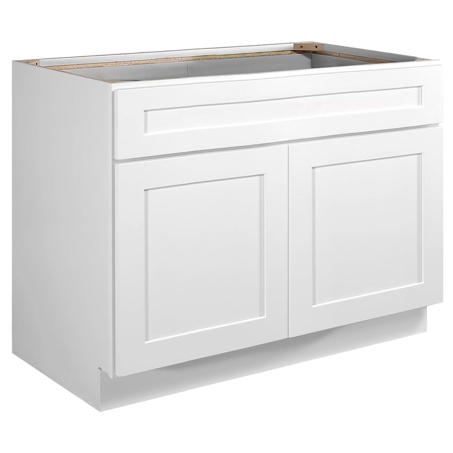Design House Brookings Shaker Fully Assembled Sink Base Kitchen Cabinet SB42, 42 W x 24 D x 34.5 H, Painted White, Solid Wood, Design House, 613307