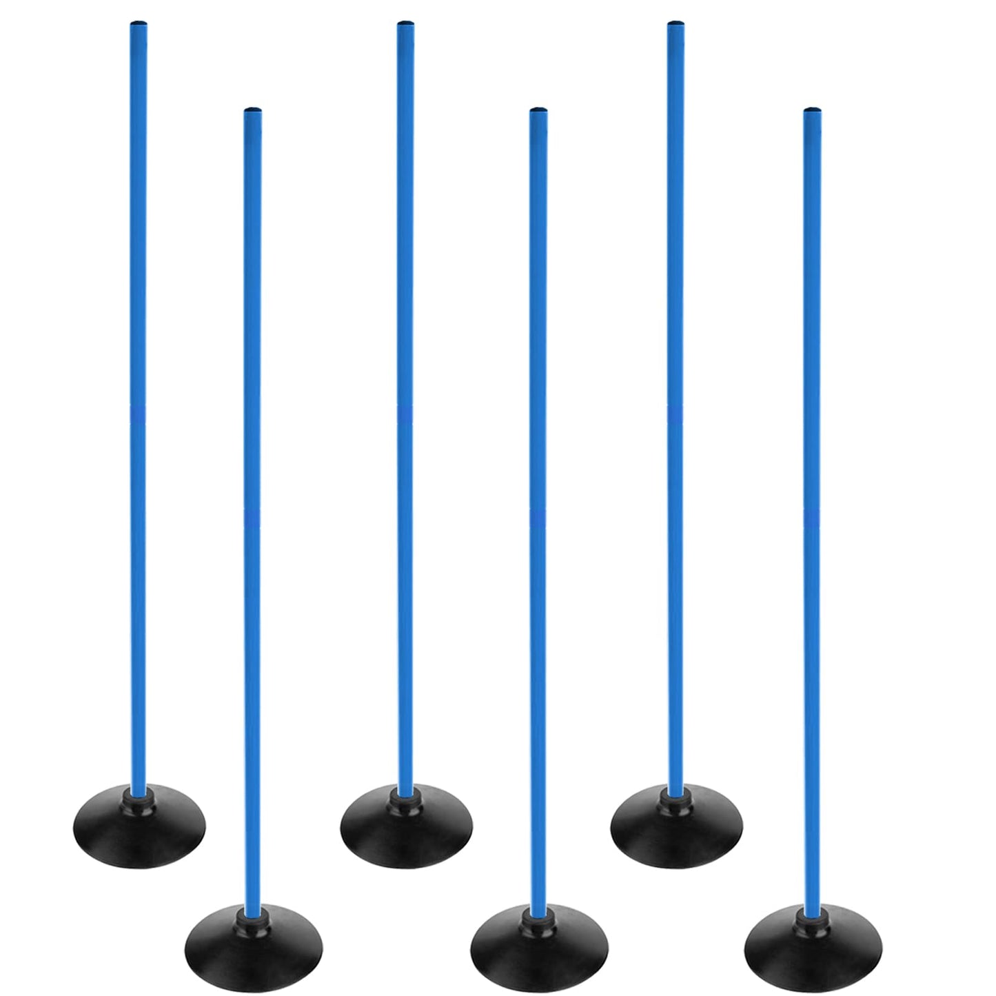 ASENVER Blue Soccer Agility Poles Set Detachable Sports Trainning Speed Pole Slalom Poles with Rubber Base Sport Traning Equipment (4.9 FT, Pack of 6)