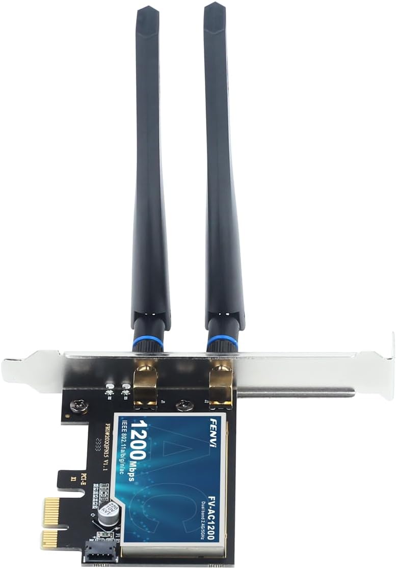 F FENVI AC1200 2.4GHz 5GHz 4.0, 11/10/8/7 FENVI Wireless WiFi PCIe Card for Desktop PC, Dual Band & with Bluetooth Low