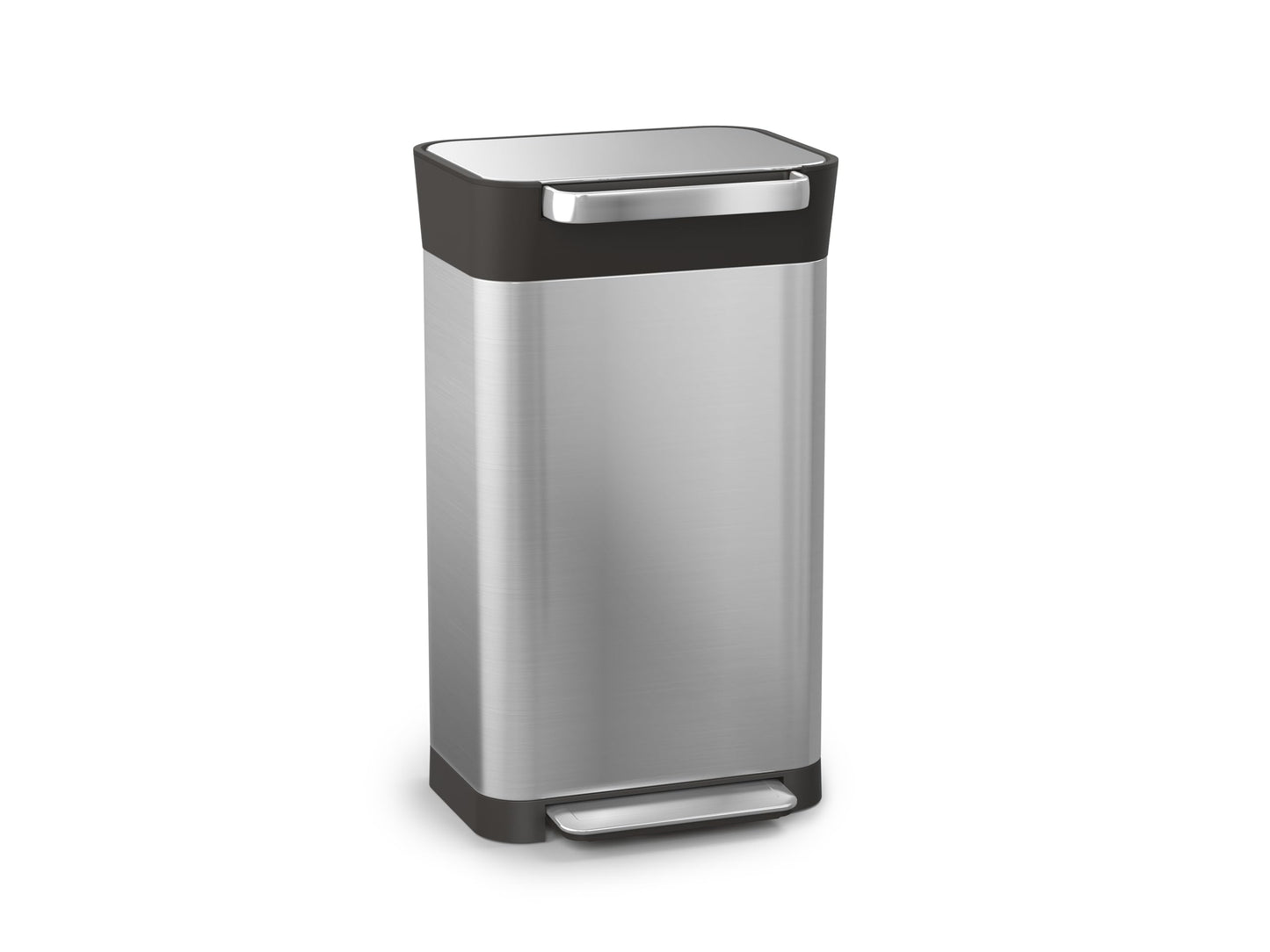 Joseph Joseph Intelligent Waste Titan Trash Can Compactor with Odor Filter, Compacts up to 3x trash, 30L/7.9 Gallons, Stainless Steel