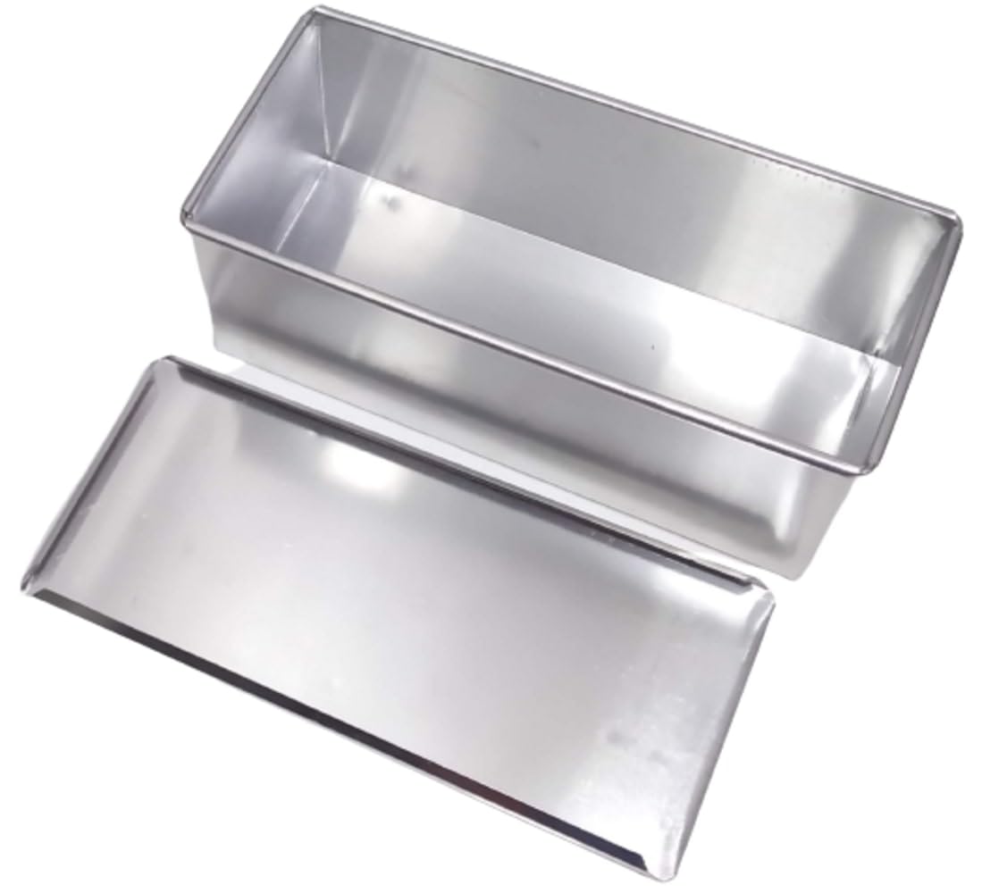 BAKERS PARDISE Loaf Pan with Tin Lid 1.1LB Dough Capacity Bread Loaf Pans Aluminium Bread Mold Baking Non-Stick Bread Container Toast Mold for Bakeware Ovenware - Kitchen & Bakery Use (9X3.75X3.5)