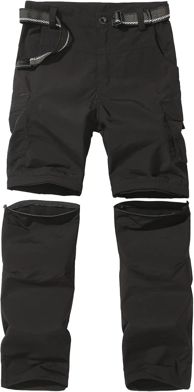 Boy’s Convertible Hiking Pants Lightweight Quick Dry Zip Off Pants for Kids Youth Outdoor UPF 50+ Casual Cargo Trousers