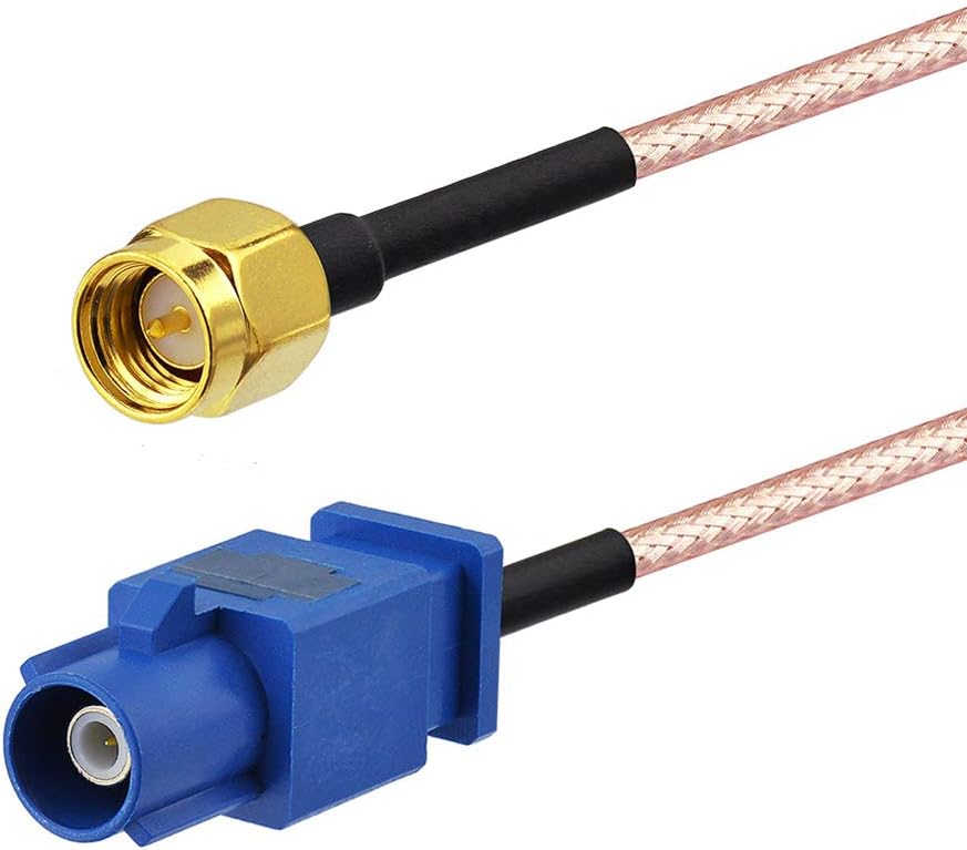 BINGFU 15cm 6 inch Vehicle Car GPS Antenna Adapter Cable SMA Male to Fakra C Male Blue Coaxial Pigtail Cable