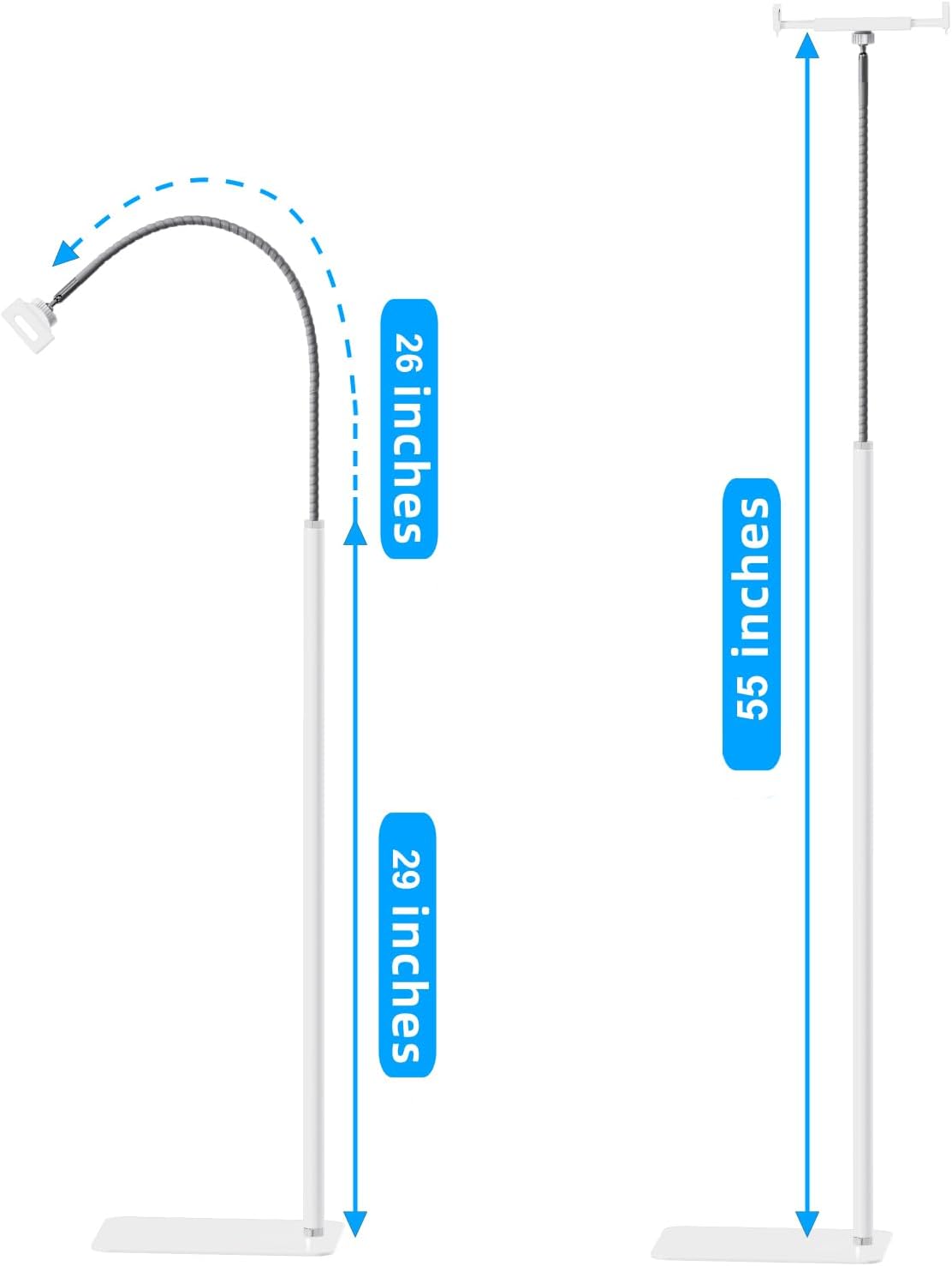 cretopwin (3.5''-9.7''), Tablet Floor Stand Holder with Flexible Gooseneck and Stable Base, Compatible with Tablet