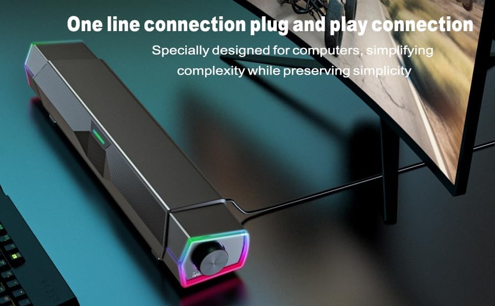 VINNFIER V18 Bluetooth & USB Smart Compability Computer Speakers for PC Desktop Monitor, Gaming PC Sound Bar, Superb