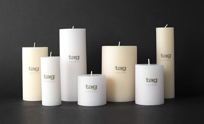 tag Chapel 4X4 White Pillar Paraffin Wax Candle Unscented Drip-Free Long Burning 75 Hours For Home Decor Wedding Parties Dining Dinner Kitchen Table Tabletop Living Room End Table Decor Decoration 4x4