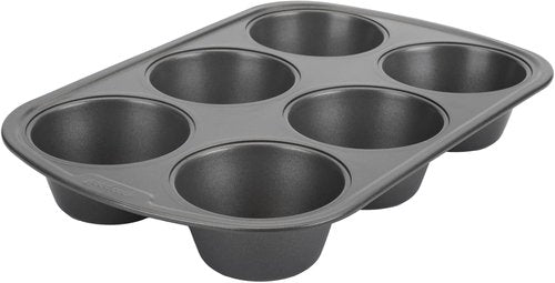GoodCook Jumbo Texas Muffin Pan - Nonstick Steel, 6-Cup Capacity, Gray | Pack of 12
