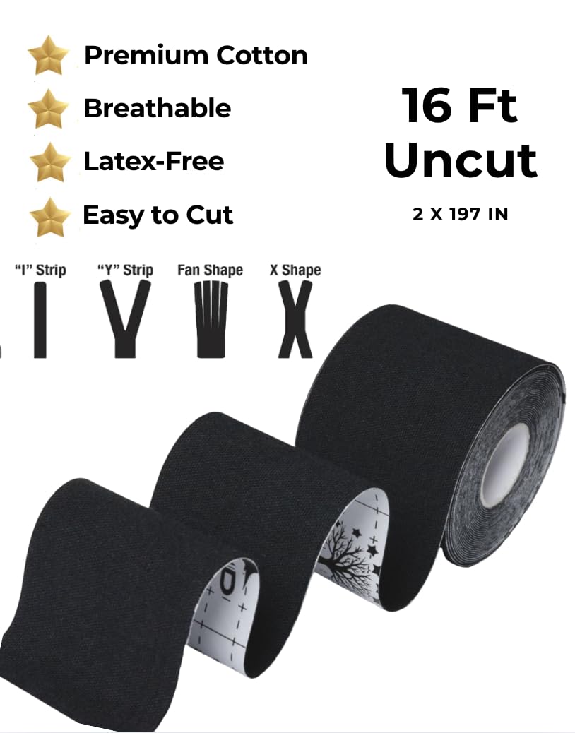 TalentMustPrime Pro Kinesiology Tape – 1 Roll, Uncut 2" x 16.4ft Roll, Waterproof & Breathable, Latex-Free Sports Tape with Strong Adhesive – Pain Relief & Recovery for Knee, Shoulder, Back
